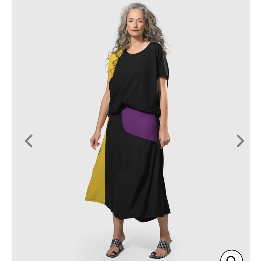 NWT TEKBIKA - alembika SWING SKIRT, MULTI/YELLOW size 4 (12-14)
